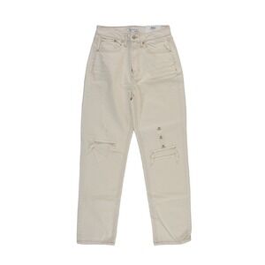 And Now This Cream Jeans Women's Size 28 Bone High Rise Distressed Straight Leg